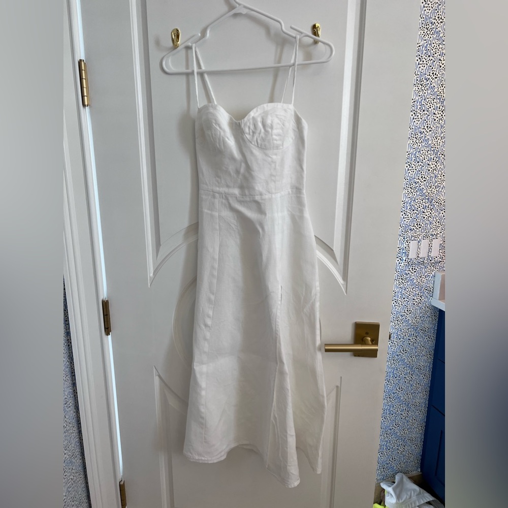 Reformation white linen midi dress